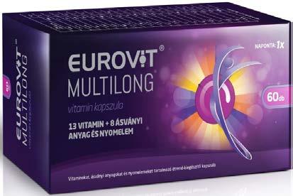 16848/2015 Eurovit Multilong vitamin kapszula 60 db Az Eurovit Multilong elnyújtott hatóanyag-leadású, mely fokozatosan adagolja a hatóanyagait.