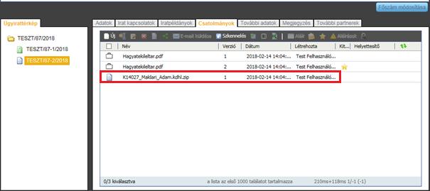 Dokumentum csomag tartalma: Files mappa: A csatolmányként feltöltött fájlokat