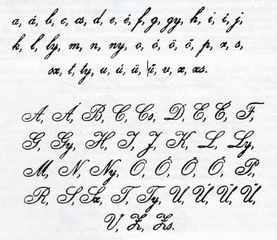 ábra: A kalligrafikus szépírás ábécéje