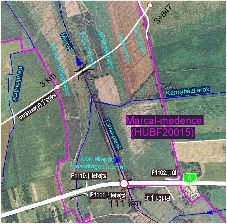 KAMOND ÉS KARAKÓSZÖRCSÖK TELEPÜLÉSRENDEZÉSI ESZKÖZÖK MÓDOSÍTÁSA 42 ALÁTÁMASZTÓ MUNKARÉSZEK Kamondi szakasz Natura 2000 érintettsége A rendezés hatására megvalósulhat a 8-as út négynyomsávúvá bővítése