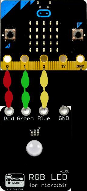 Csatlakozás a micro: bithez Csatlakoztassuk az RGB LED-et a mikro: bithez az alábbiak szerint.