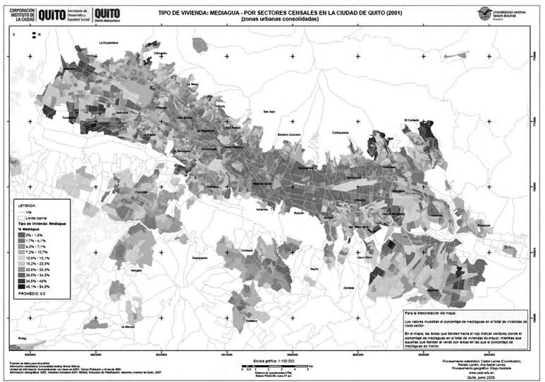 DOLARIZACIÓN Y DESARROLLO URBANO: MERCADO DE VIVIENDA NUEVA EN QUITO 147 Mapa 14 Localización espacial del tipo de vivienda de las áreas