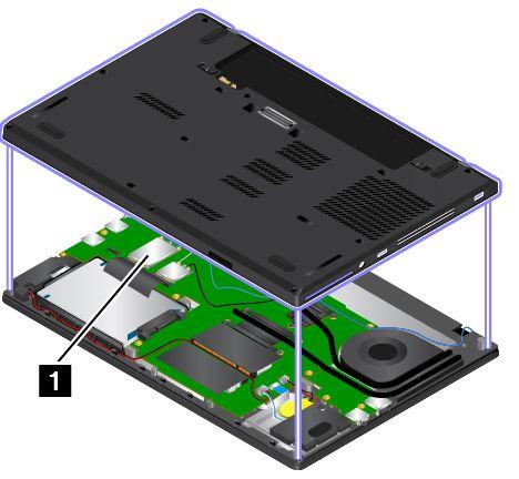 A tényleges FCC-azonosító és IC-tanúsítványszám a számítógép vezeték nélküli moduljához van rögzítve 1 (egyes modelleken érhető el), a látható módon: Megjegyzés: A felhasználó által cserélhető