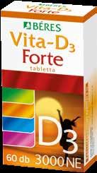 * 3399FT Béres Vita-D 3 Forte 3000 NE 60 db (23,32 Ft/db) D-vitamin-hiányos állapot fennállása esetén, a fokozott D-vitamin