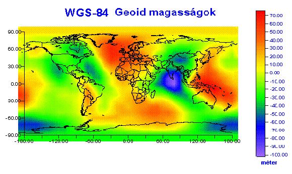 WGS 84 geoid A GPS vevők a horizontális illetve magassági koordinátákat a WGS 84 geoidhoz képest szolgáltatják.