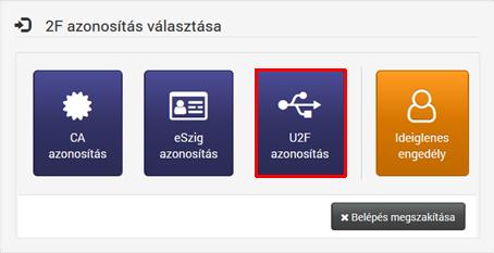 5. Kattintsunk az U2F azonosítás gombra. 6.