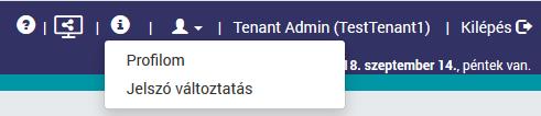 7.3 Profilom és Jelszó változtatás Az Indítópult jobb felső része tartalmazza - a Kilépés gombot, - a bejelentkezett felhasználó nevét, - az önkormányzati fiók nevét zárójelben, - egy sziluettet,