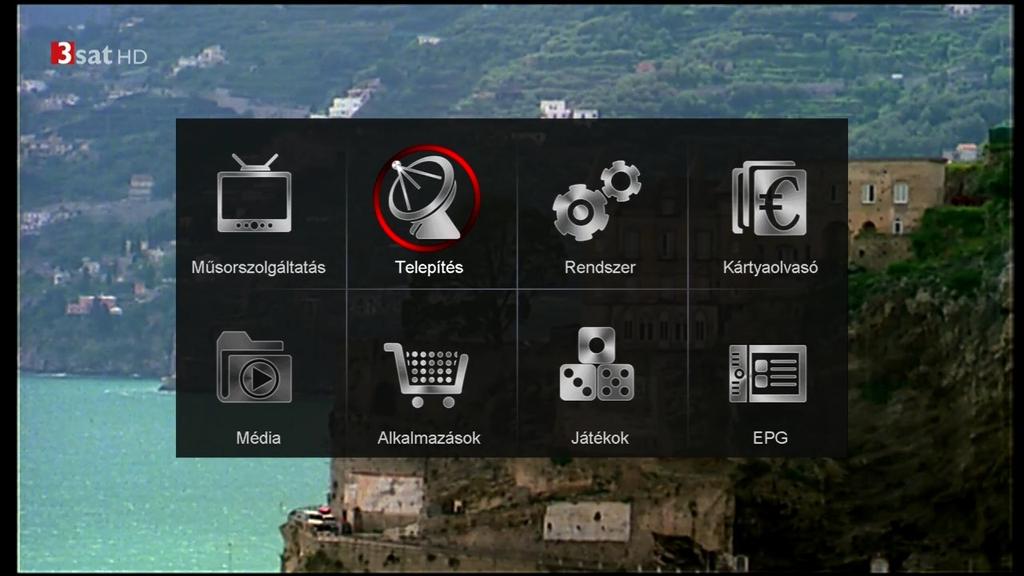A készülék szolgáltatásai A Menü gomb megnyomásával megjelenik az alábbi képernyő: A jobbra-balra gombokkal választhat a Szolgáltatások beállítása és Kedvencek beállítása között.