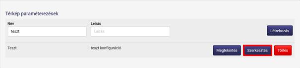 21.3 Paraméterezések szerkesztése 1. Kattintsunk a kiválasztott tétel sorában a Szerkesztés gombra. 2. A mezők módosítása után kattintsunk a Mentés gombra. 21.4 Paraméterezések törlése 1.