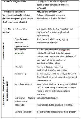 Életciklus elemzés a 305/2011/EU termékköreiben: az építési termékek forgalmazására vonatkozó harmonizált feltételek megállapításáról szóló rendelet IV. melléklet 1.