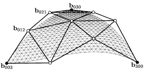 Bézier háromszögek de Casteljau algoritmus Bézier háromszögekre Természetes általánosítása a görbékre felírt de Casteljau