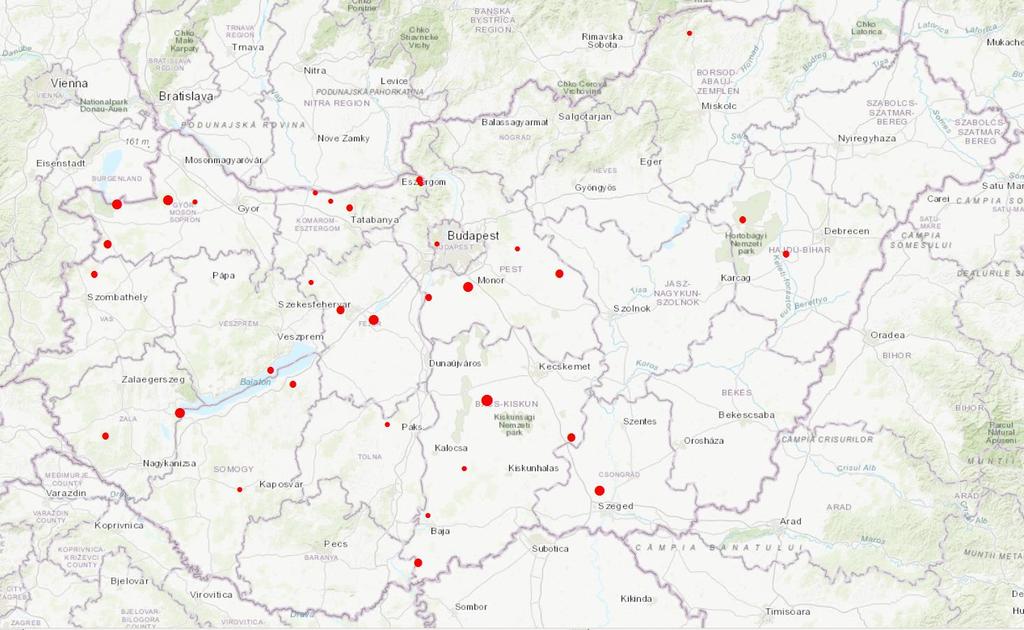 3 Gyűrűzőtt madarak száma (pld.) 25 2 15 1 5 24. 25. 26. 27. 28. 29. 21. 211. 212. 213. 214. 215. 216. 217. 218. A madárgyűrűző állomásokon jelölt madarak megoszlása 24-től.