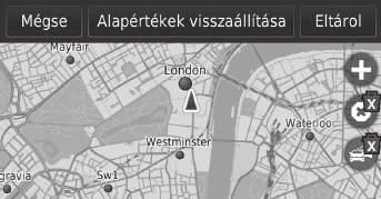 uutérkép és járműutérképgombok Térképgombok H (Térkép) u (Vissza) u Beállítások u Térkép és jármű u Térképgombok A térképeszközök menüben megjelenő, legfeljebb három parancsikont állítja be. 1.