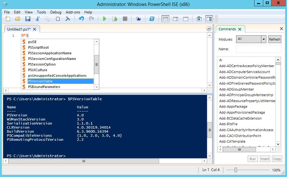 PowerShell kezelők ISE Integrated Scripting Environment (PowerShell ISE): Script szerkesztő és konzol