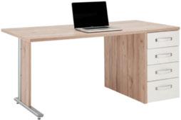 990,- 6 Íróasztal 1 Irodaprogram Ducato, Planken tölgy/fehér dekor, Íróasztal, 4 fehér dekor fiók,