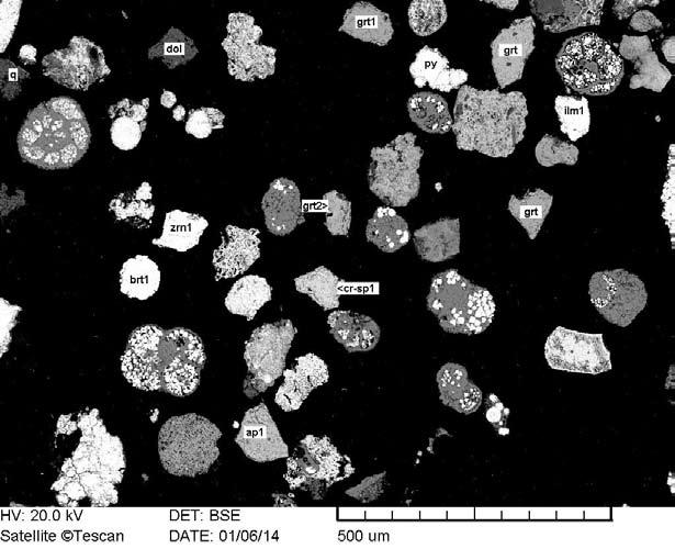 Isztriai amforák és nyersanyagaik nehézásványai 101 Ugyanezen IST-14a jelű minta 63 µm alatti mérettartományának elektronmikroszkópos vizsgálata alapján a két szemcseméret nehézásvány-társulása