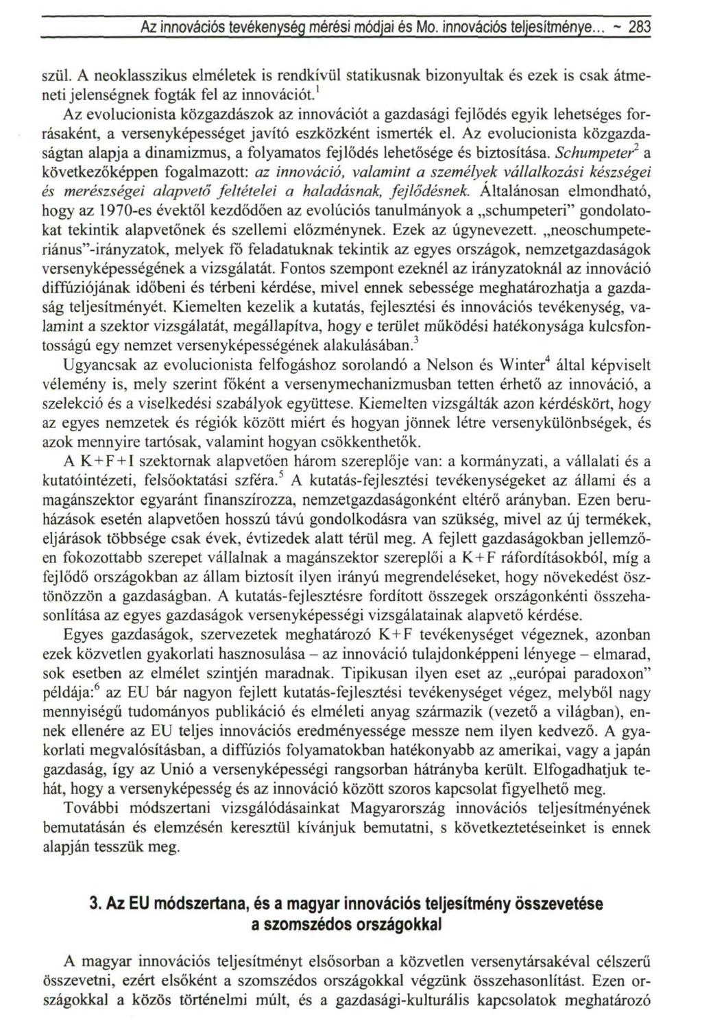 Az innovációs tevékenység mérési módjai és Mo. innovációs teljesítménye... ~ 283 szül.