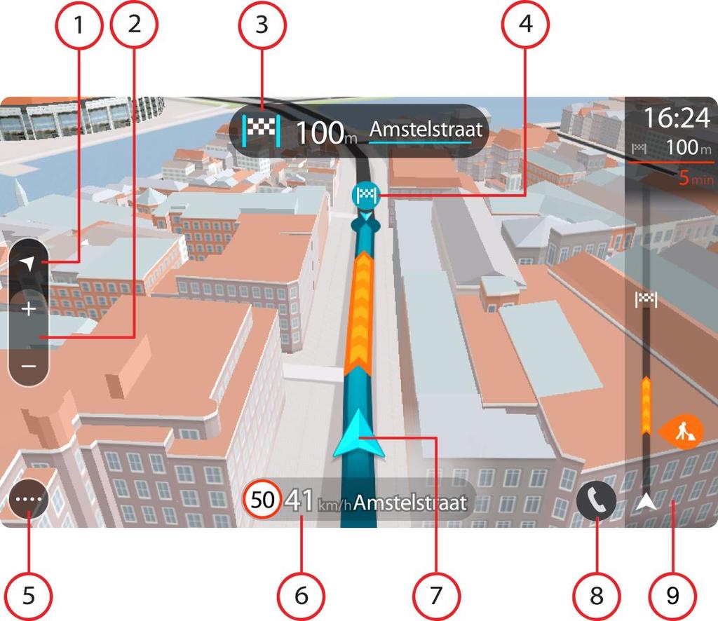 Megjegyzés: A 3D-s épületek útmutatás nézetben nem minden készüléken elérhetők. Az útmutatás nézet alapesetben 3D-ben jelenik meg.