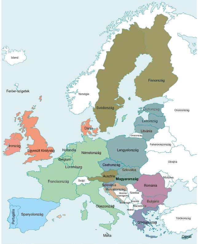 EURÓPAI UNIÓ Az Európai Unió tagállamai 1952 Németország, Franciaország, Olaszország, Belgium, Hollandia, Luxemburg 1973 Dánia, Egyesült Királyság, Írország 1981 Görögország 1986 Portugália,