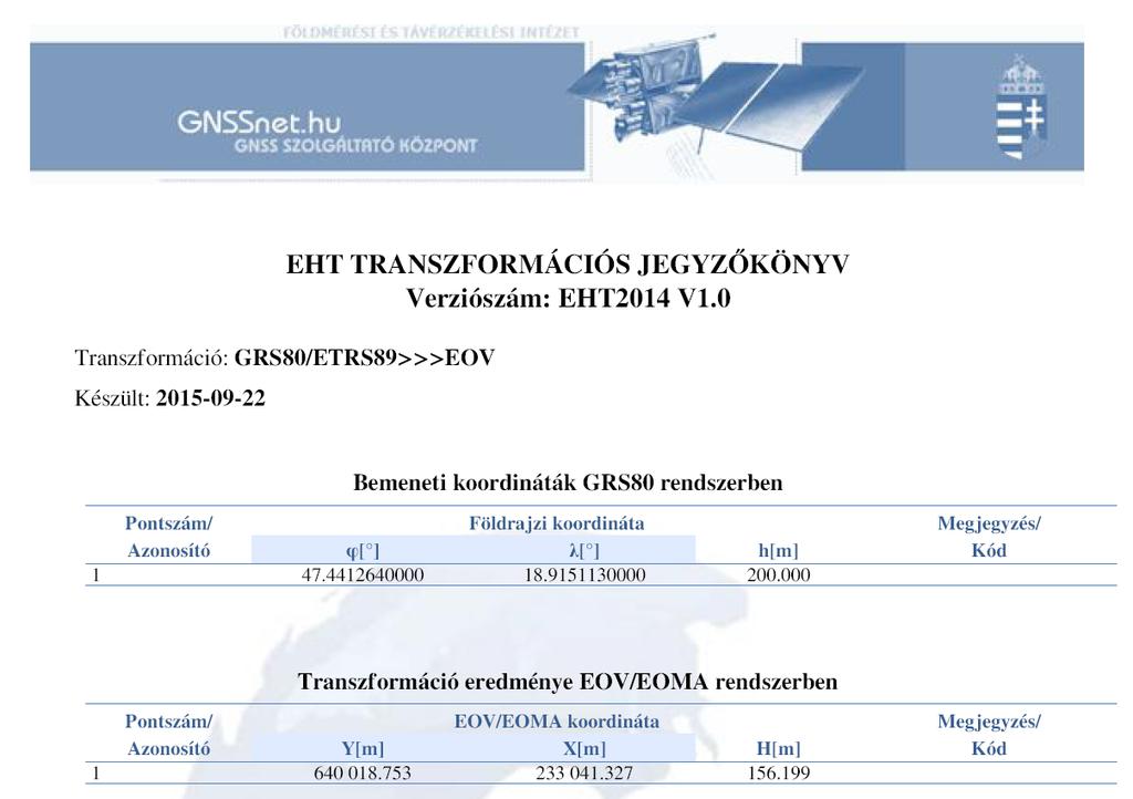 Transzformáció > EHT 2014 EHT2014: lokális hasonlósági transzformáció helyett javító rácsháló, illetve a geoidmodell