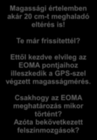 Ettől kezdve elvileg az EOMA pontjaihoz illeszkedik a GPS-szel végzett magasságmérés.