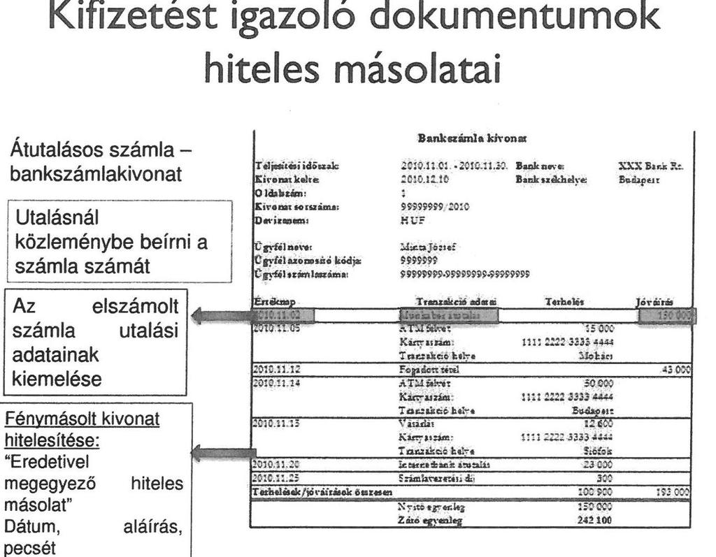 III. Támogatási összegből fedezett személyi jellegű kifizetések csatolni szükséges a foglalkoztatott dolgozó munkaszerződésének hitelesített másolatát, a munkabér kifizetéseket és járulék