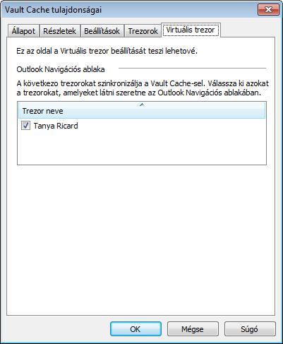 Az Enterprise Vault beállítása Az Outlook automatikus archiválásának kikapcsolása 18 3 A Virtuális trezor lapon jelölje be, vagy törölje a jelet a trezor neve melletti négyzetből az Outlook