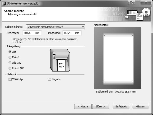 a címke távolsága) 7. Állítsa be a címke alakját 8.