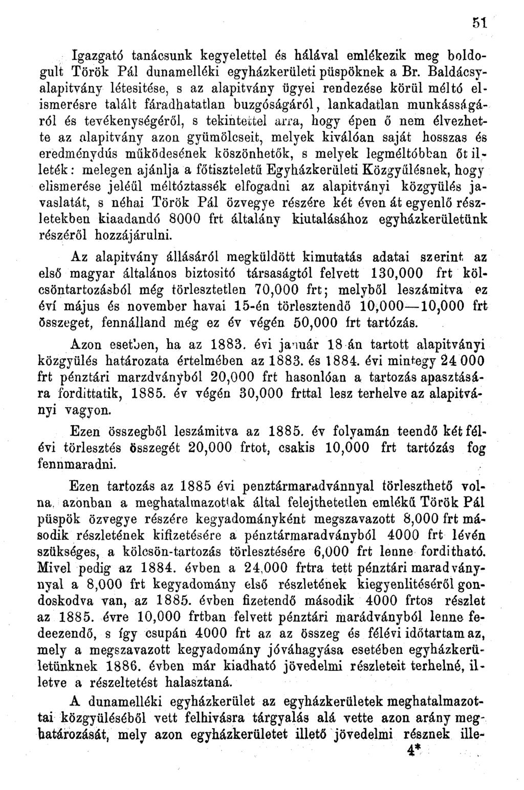 Igazgató tanácsunk kegyelettel és hálával emlékezik meg boldogult Török Pál dunamelléki egyházkerületi püspöknek a Br.