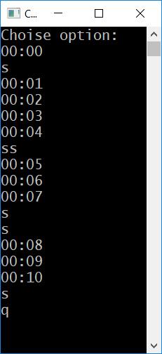 main() függvény int main() Stopwatch stopwatch; std::cout << "Choise option:" << std::endl; char o; do