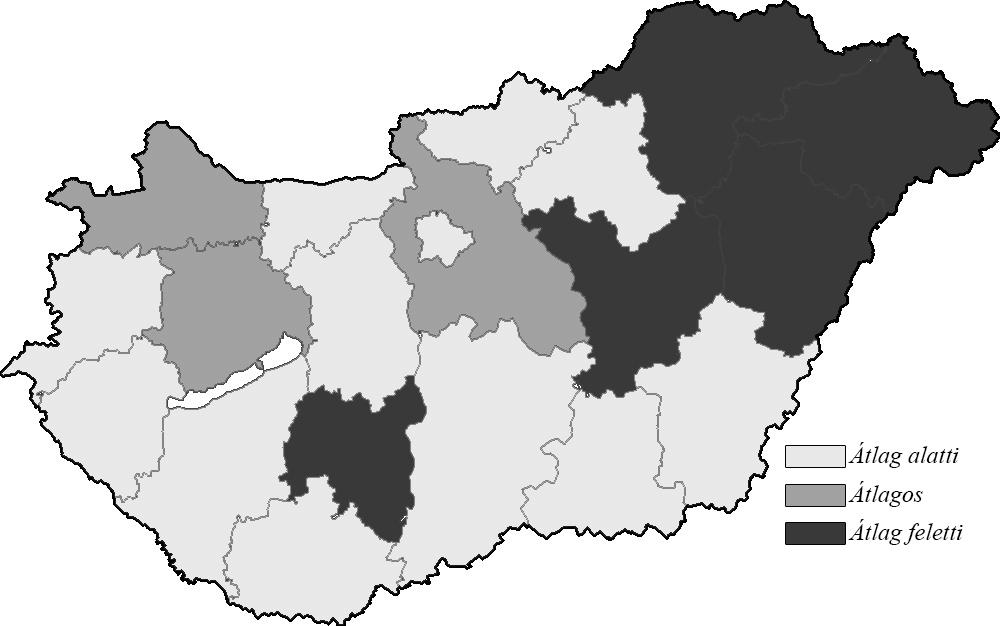 A táji központok nélküli megyék (Vas, Baranya, Somogy, Bács- Kiskun, Csongrád, Békés) tagszervezet száma egy kivétellel (Szabolcs-Szatmár, 10) az átlag alatt van.