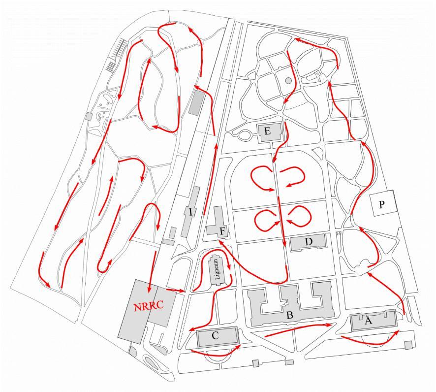 114 Folcz, Á. Börcsök, Z. Figure 1: Map of the botanical garden paths used during the observations The species found were classified on the basis of Arnolds et al.