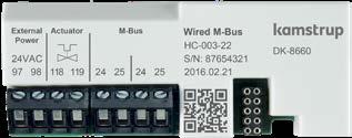 Vezetékes M-Bus modulok MULTICAL 403 és 603vagy MULTICAL 403-hoz Termikus leválasztóval rendelkező modul (HC- 003-22) Vezeték max. mérete 1,5 mm² M-Bus csatlakozás 24.