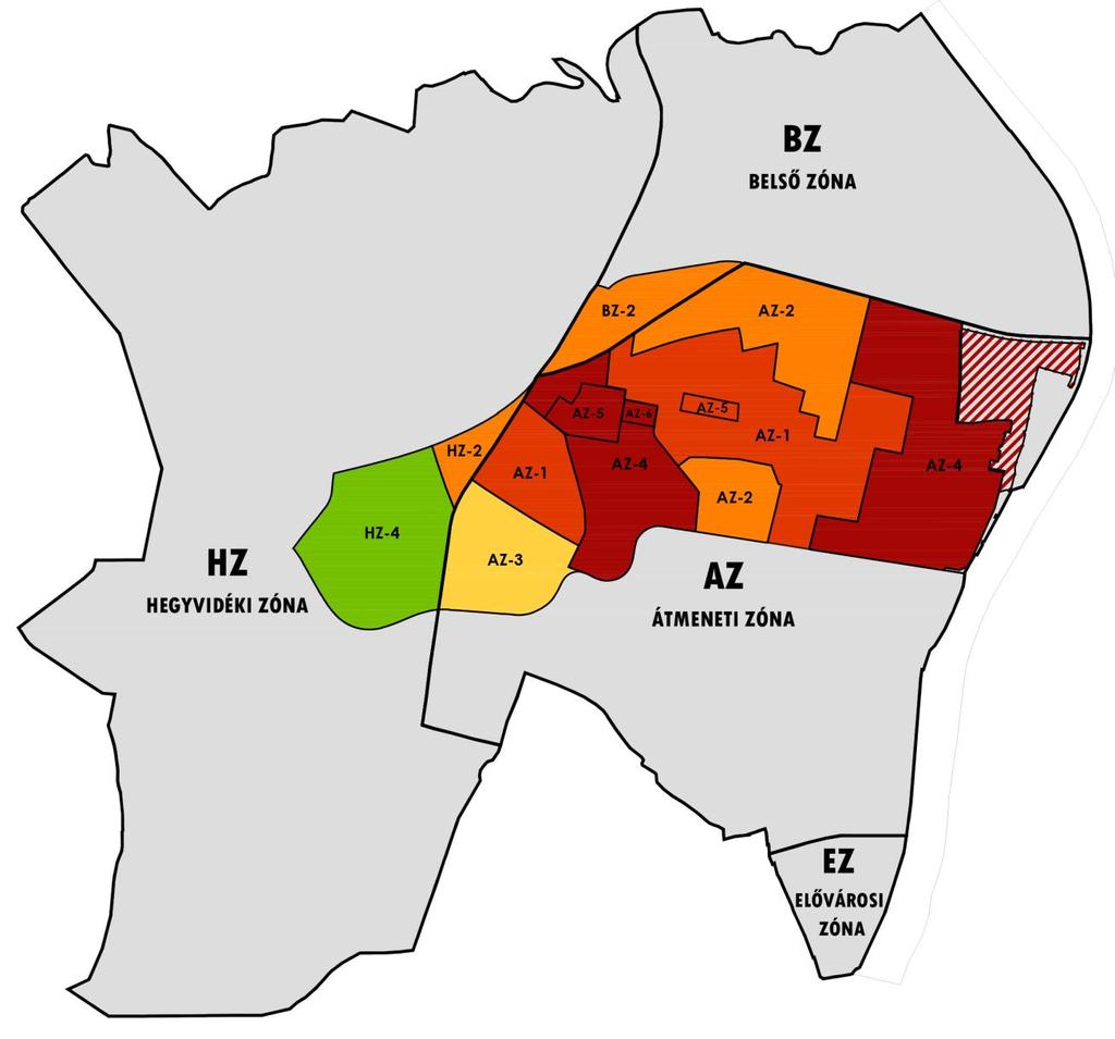 3.a. melléklet: Parkolási zónák - térkép BELSŐ ZÓNA BZ-1 Kerület központ BZ-2 Belső városrész BZ-3 Gellért hegy BZ-4 Egyetemváros HEGYVIDÉKI ZÓNA HZ-1 Gazdagréti lakótelep HZ-2 Hegyvidék HZ-3