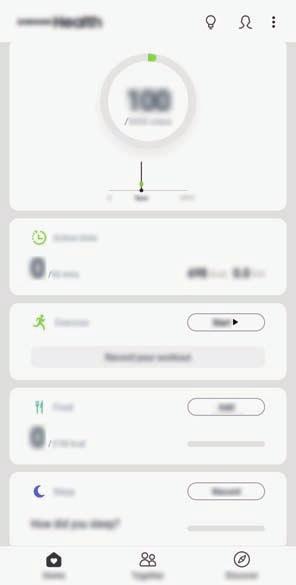 Alkalmazások és funkciók A Samsung Health használata Indítsa el a Samsung Health alkalmazást.