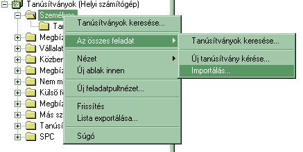 16. Függelék G Tanúsítvány helyreállítása IIS szerveren Amennyiben tanúsítvány üzemelése mellett igényelt tanúsítvány, és az üzemelő site visszakapcsolásával a kérelemhez tartozó kulcs eltűnt, az