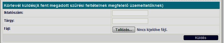 A program lehetőséget biztosít, hogy a szűrési feltételeknek (30. kép) megfelelő üzemeltetőknek körlevelet küldhessen az ügyintéző.