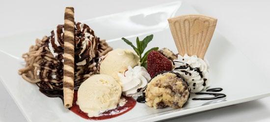 Desszertek DESSERTS Vegyes édességtál 2 személyre A, C, G Mixed desserts for two Somlói galuska A, C, G, H Somló sponge cake Gesztenyepüré G Chestnut purée 1.