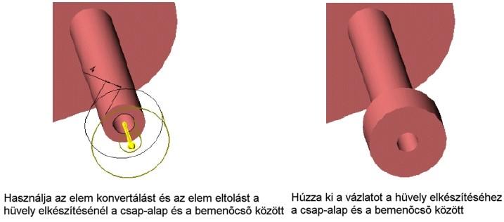 3. fejezet: Összeállítások Készítsen egy összefüggésbeli összeállítás komponenst A bemenő cső átmérője a csap-alap átmérőjétől függ.