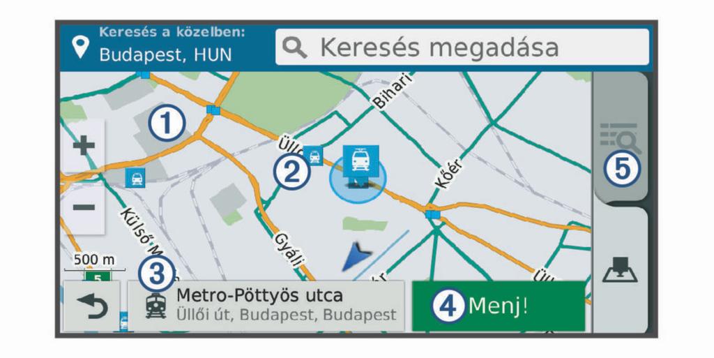 Ã Válassza ki az adott helyhez vezető alternatív útvonalak megtekintéséhez. Ä Menj! Válassza ki az ajánlott útvonalat felhasználó navigáció indításához.