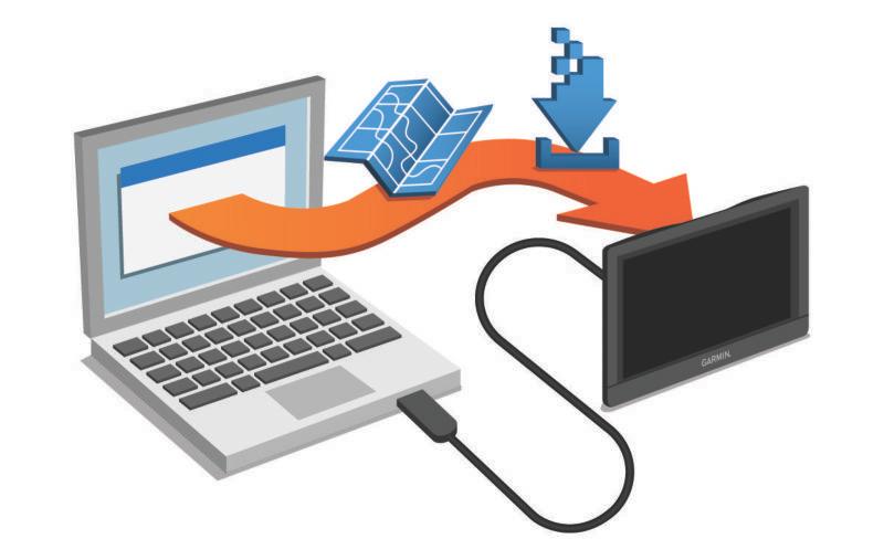 képernyőn megjelenő utasításokat a telepítés elvégzéséhez. 4 Indítsa el a Garmin Express alkalmazást. 5 Az USB-kábellel csatlakoztassa a számítógéphez a zūmo készüléket.