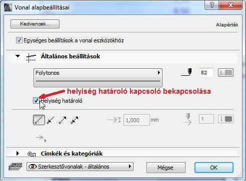 Ezért a terasz, a főzőfülke, a kézmosó és a WC helyiségek kitöltéseit rendre jelöljük ki, és vagy az Infótáblán, vagy a párbeszéd ablakában kapcsoljuk ki a Terület megjelenítése kapcsolót (magukat a