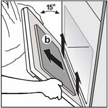 15 ), majd emelje meg az ajtót (b), amíg a forgópánton található karok kiakadnak.