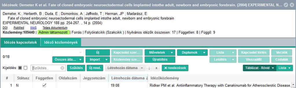 6, Az importált rekordok az gombra kattintva jeleníthetők meg, mint