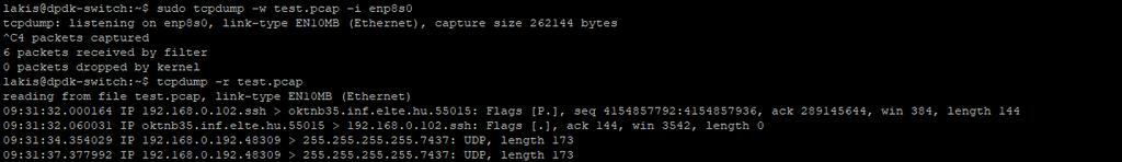 Hálózati forgalom felvétele/elemzése Tcpdump mentés pcap fájlba és