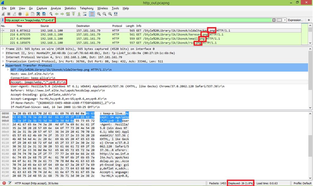 Gyakorló példa Wireshark példa megoldás