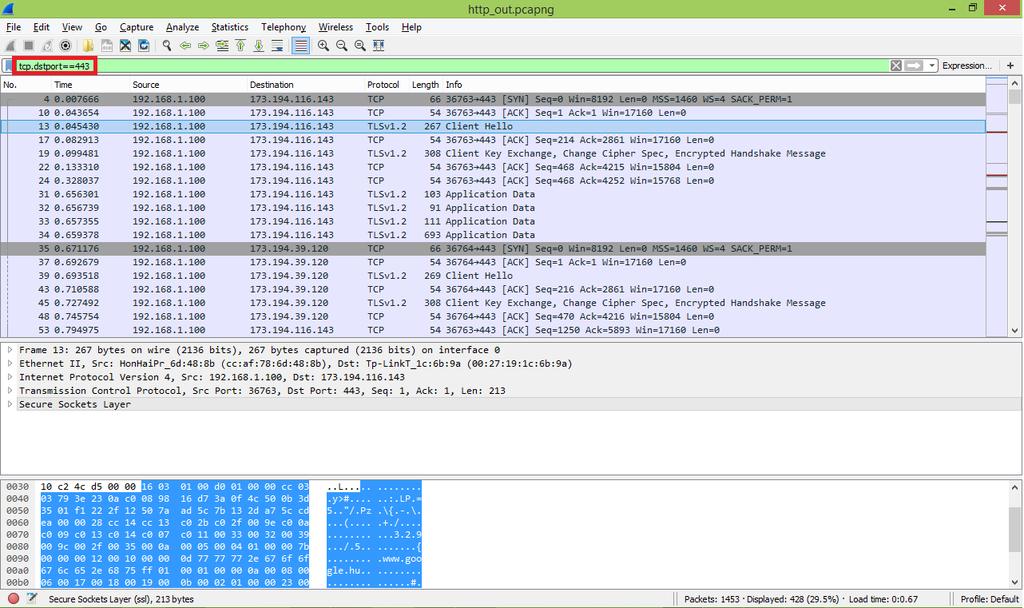 Gyakorló példa Wireshark példa megoldás