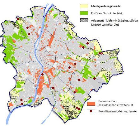 3.2.2. Talaj állapota A főváros közigazgatási területének 76 %-a művelésből kivett földterület, a fennmaradó termőterület (melynek 25 %-a átlagosnál jobb minőségű osztályba sorolt) 60%-a