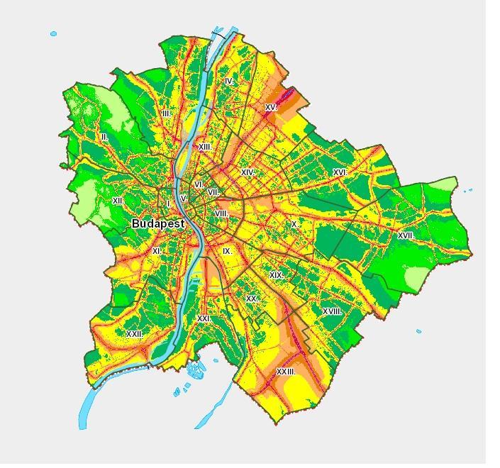 zajból eredő terhelés Budapesten, 2007