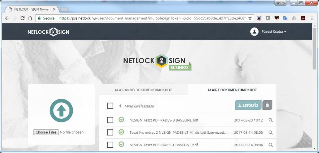 dokumentumok hitelesítése után ezért idővel szükségessé válhat már aláírt dokumentumok törlése az aláíró portálról.